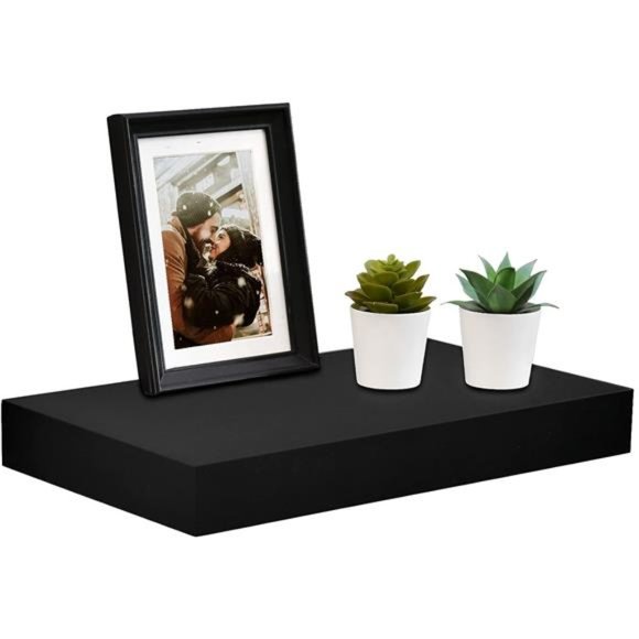 16 inch Black Mission Floating Shelves for Wall, Bathroom Wall Mount Shelves - Picture 1 of 7